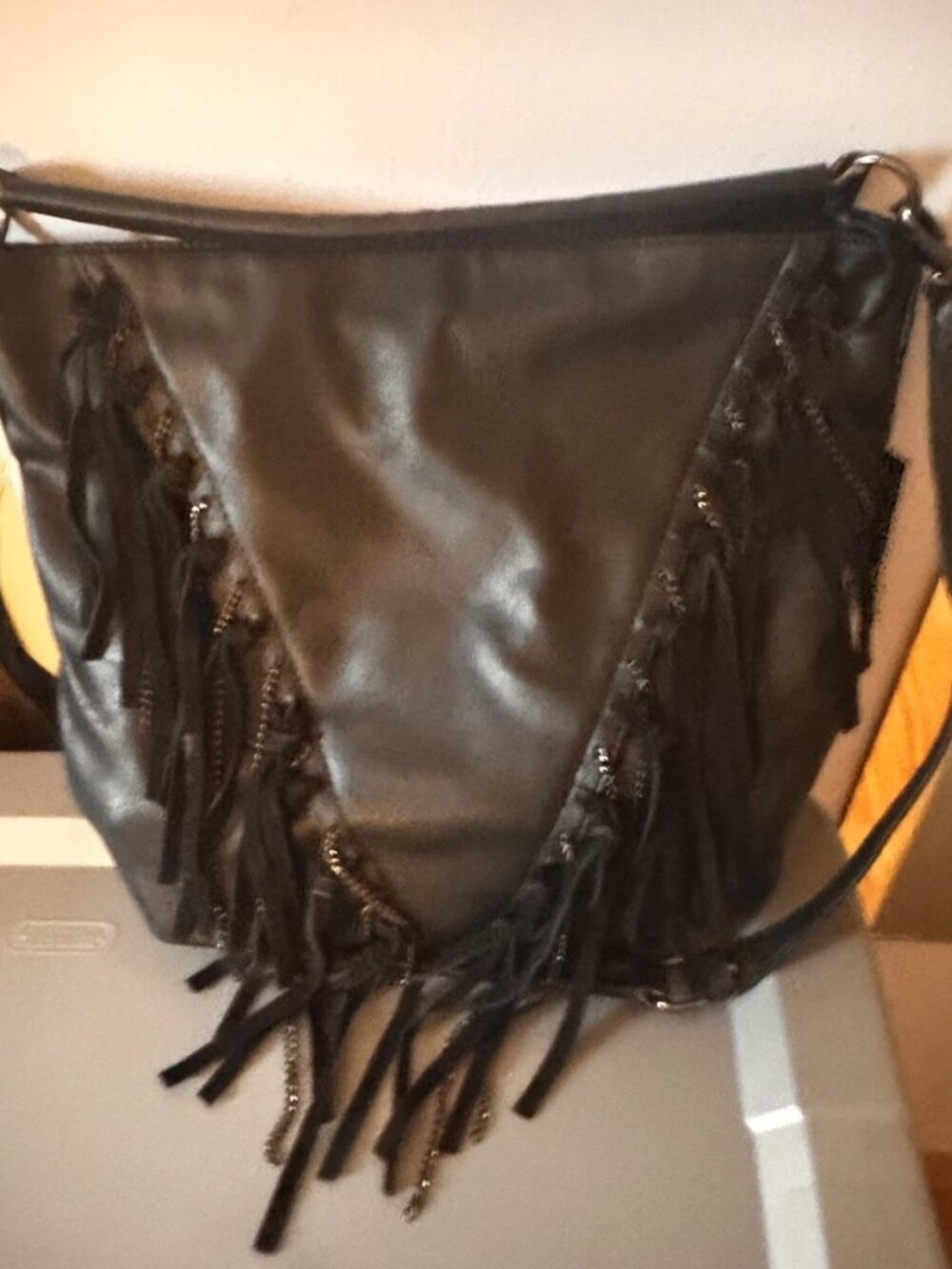 Dolce & Vita Fringe Western Black Shoulder / Cross Body Bag NWT